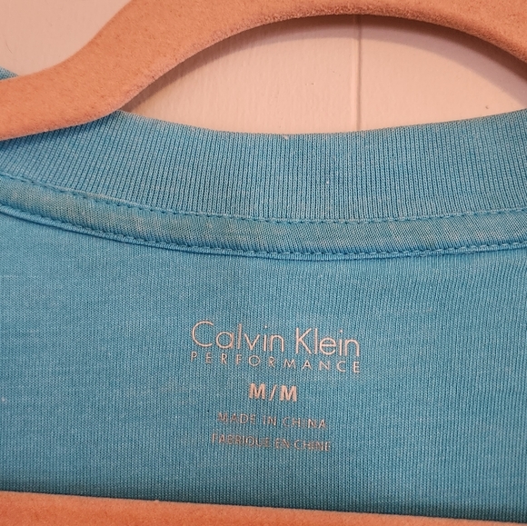 Calvin Klein Performance Turquoise Blue Moto Waffle Fleece Sweatshirt Activewear - Picture 7 of 10